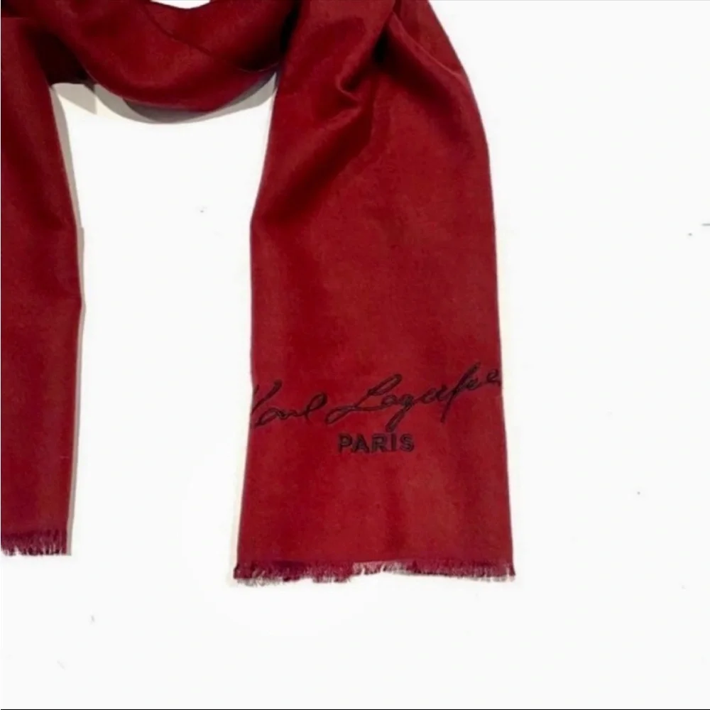 KARL LAGERFELD Burgundy Logo Scarf NWT